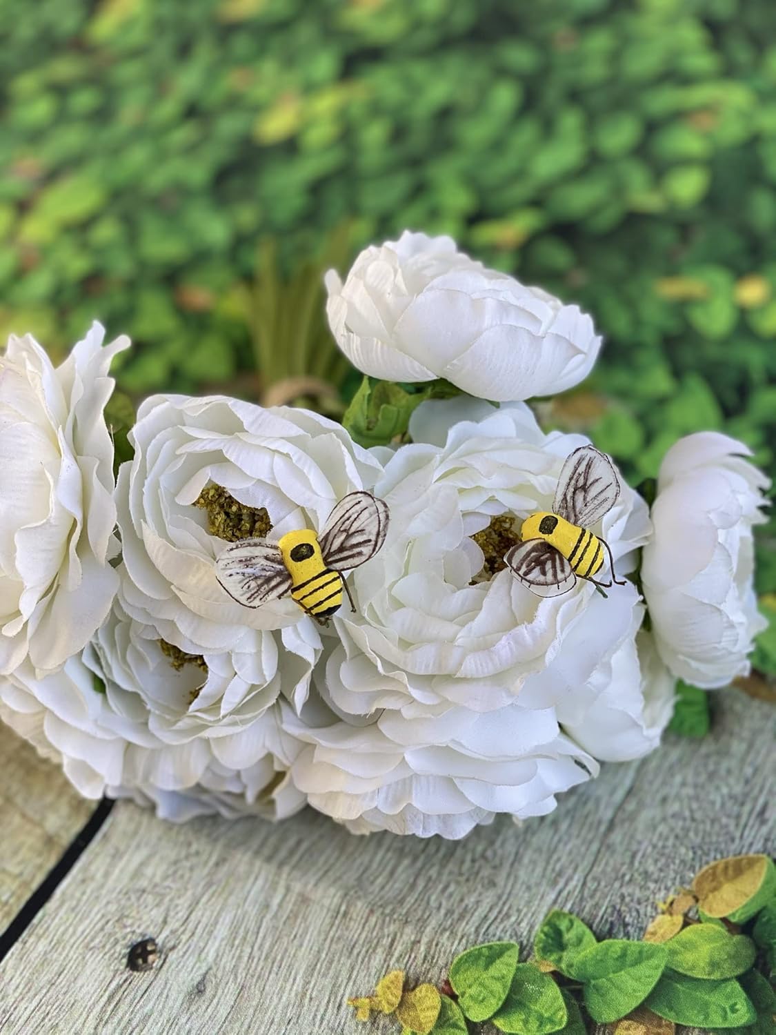 24 PCS Realistic Artificial Yellow Bumble Bee Floral Picks with Wire for Crafting, Faux Mushroom Honey Bee for Flower Arrangement Wreath Beehive Decoration Babee Party Favor Cupcake Topper