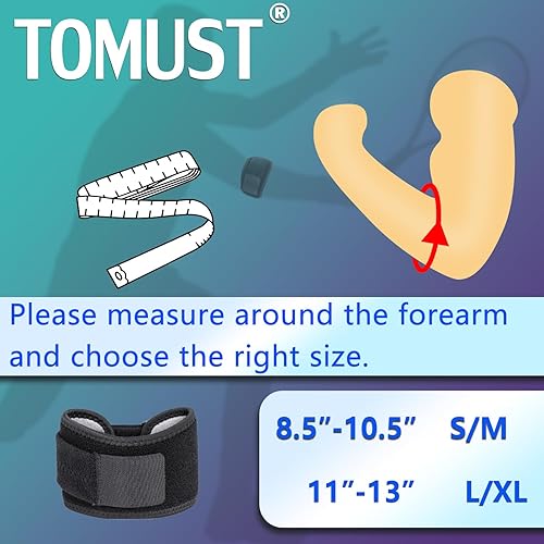 Miniatura 2 de TOMUST Codera de tenis  Banda de apoyo ajustable para antebrazo con almohadilla de compresión de gel, correa para el codo para bursitis, golfistas,