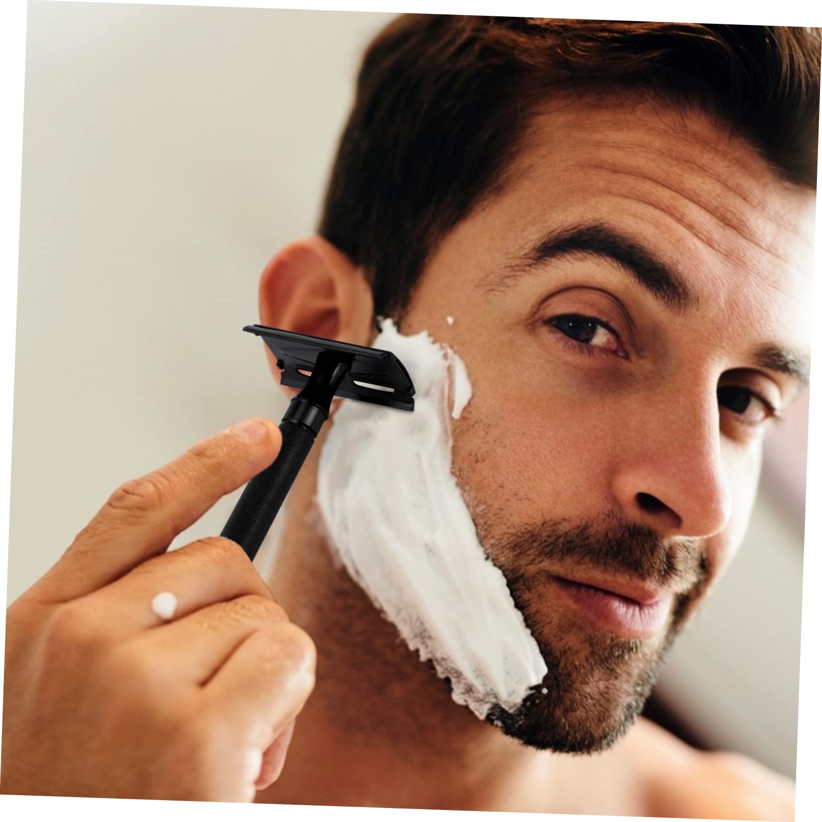 Ipetboom Facial Razor Manual Shaver Brush Double Edge Safety Razor Reusable for Men Travel-friendly