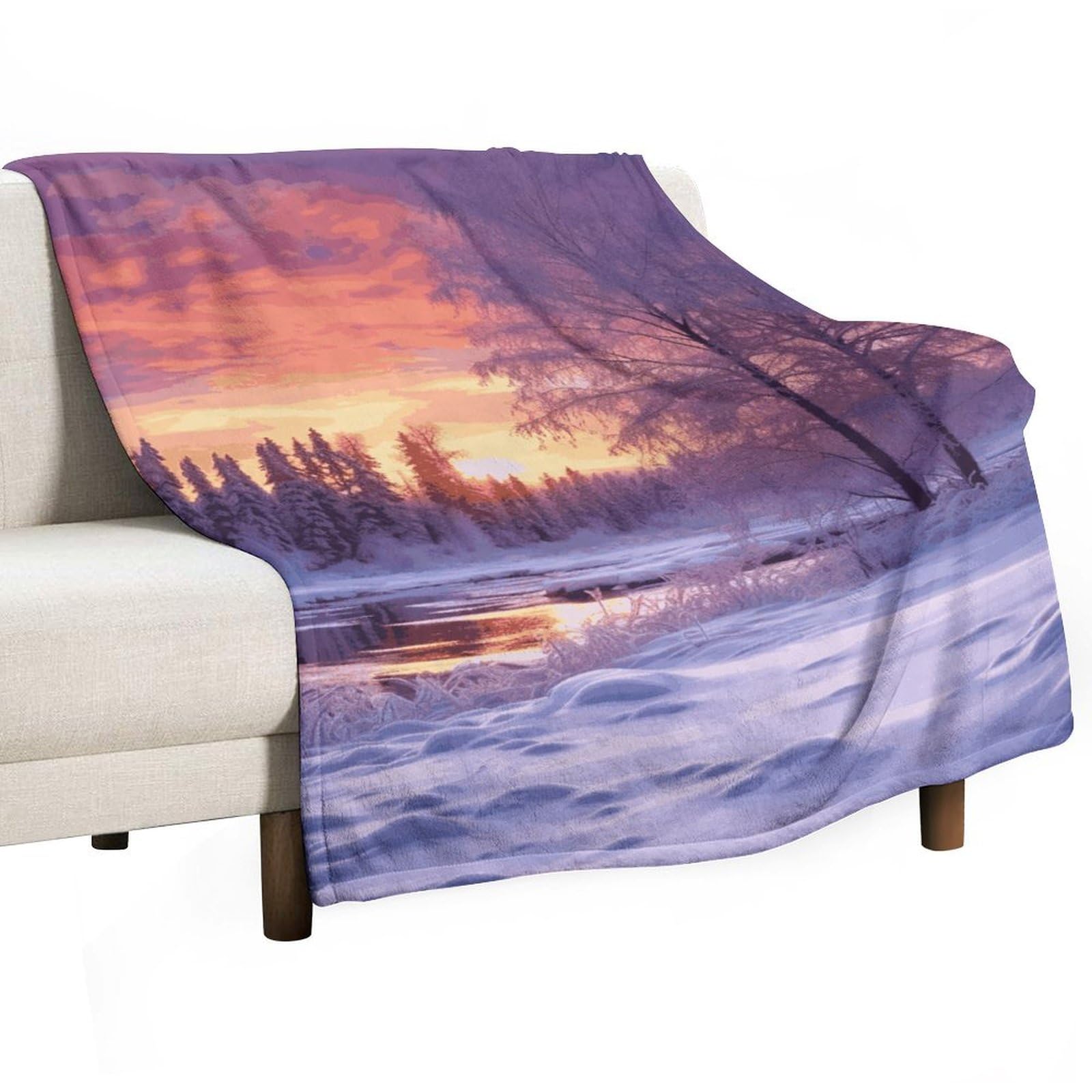 Plaid en flanelle haut de gamme motif hivernal doux et léger de 127x178 cm