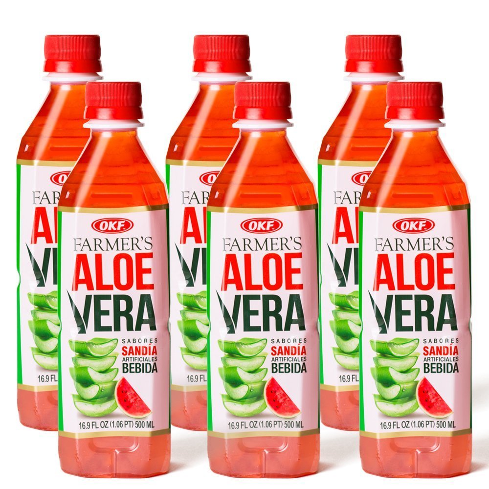 OKF Farmers Aloe Vera Watermelon Drink, 16.9 Ounce (20 Pack)