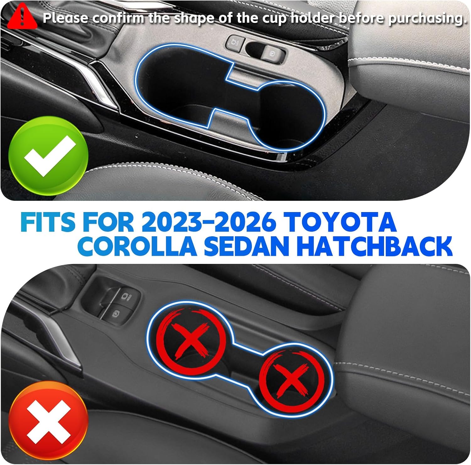 Cup Holder Insert Fits for 2023-2026 Toyota Corolla Sedan Hatchback Console Organizer Cup Holder Compatible with Corolla Interior Accessories Center Console Storage Tray