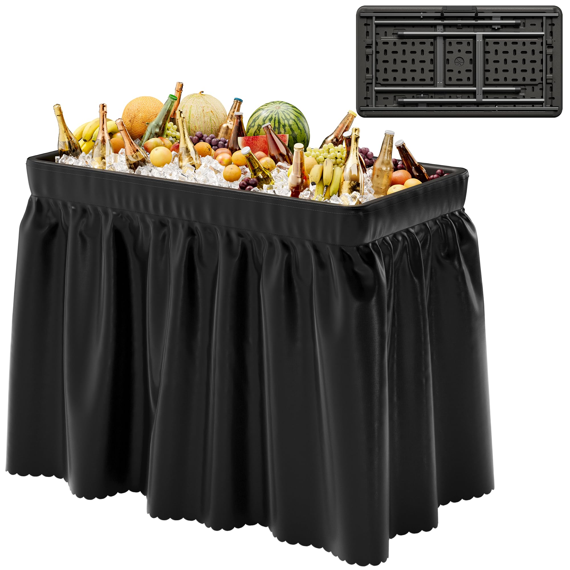 KOTEK Folding Ice Cooler Table With Matching Skirt & Drain
