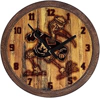 Vista 531 de The Fan-Brand NCAA Oklahoma Sooners: Faux Barrel Top Wall Clock Sports Team Bar Sign Décor - Home Man Cave, Party Decoration - Made On Demand