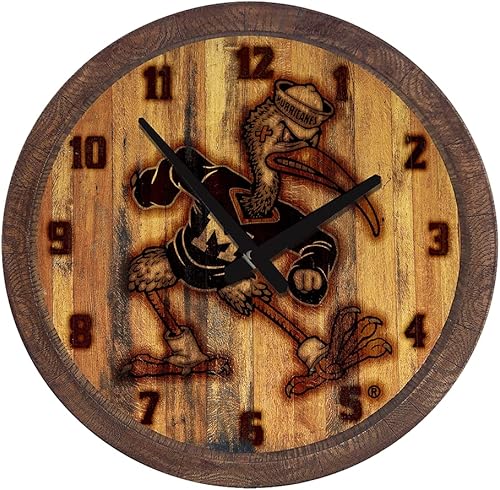 Miniatura 531 de The Fan-Brand NCAA Oklahoma Sooners: Faux Barrel Top Wall Clock Sports Team Bar Sign Décor - Home Man Cave, Party Decoration - Made On Demand