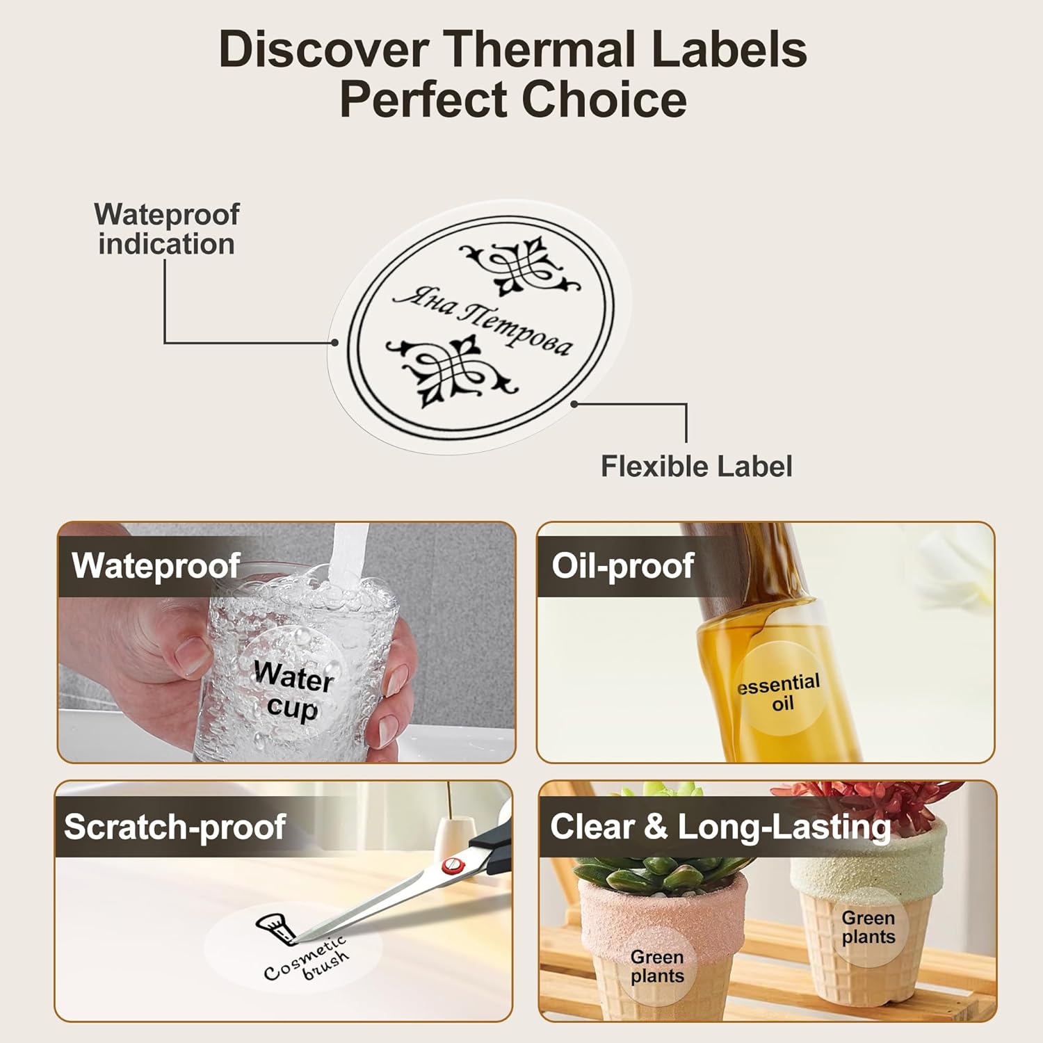 3 Roll Round Thermal Labels Compatible with P50/M110/M221/M220/M120/M200 Label Pirnters,2"x2"(50mm*50mm),Multi-Purpose Labels for Barcode, Logo,Bussiness, Transparent,150 PCS/Roll - Image 6