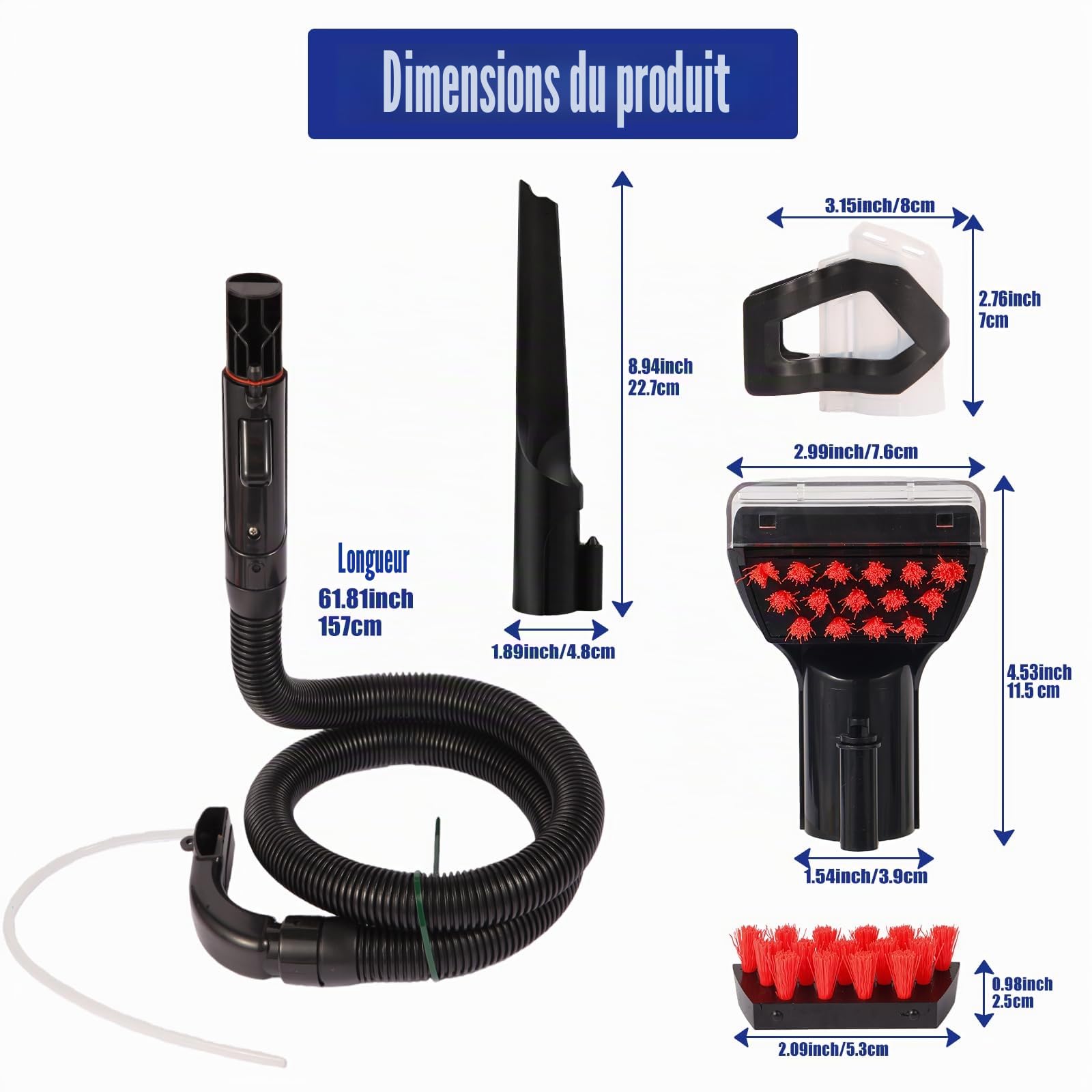Composant de tuyau de nettoyage amélioré 1606127 de 7,6 cm, outils de nettoyage, brosse de rechange pour aspirateur Bissell Little Green ProHeat 2694, 2513, 5207, 2513E, 4720M