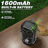 Vista 4 de DIBMS Linterna solar para camping, plegable LED solar recargable por USB, linterna de emergencia para colgar luces para camping, huracanes, cortes