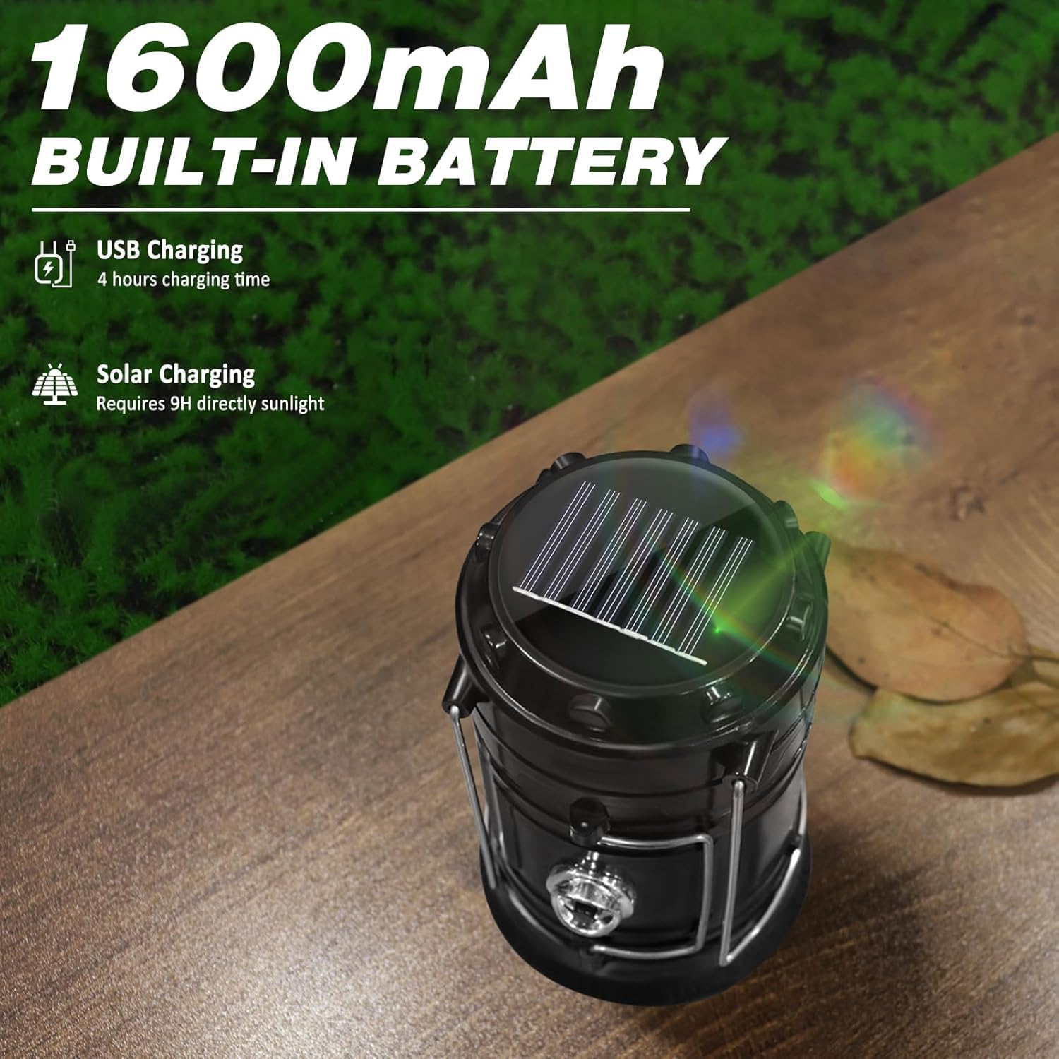 DIBMS Solar-Camping-Laterne, zusammenklappbar, LED, USB, wiederaufladbar, Notfall-Hängeleuchten für Camping, Hurrikane, Stromausfälle, Innen- und Außenbereich, 4 Stück