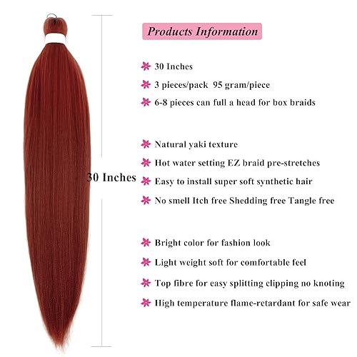 Miniatura 2 de UPruyo Cabello para Trenzar Kanekalo Pre-Estirado de 30 pulgadas Jengibre 350 Extensiones de Cabello Sintético Pre-Estirado para Trenzar Box Braids