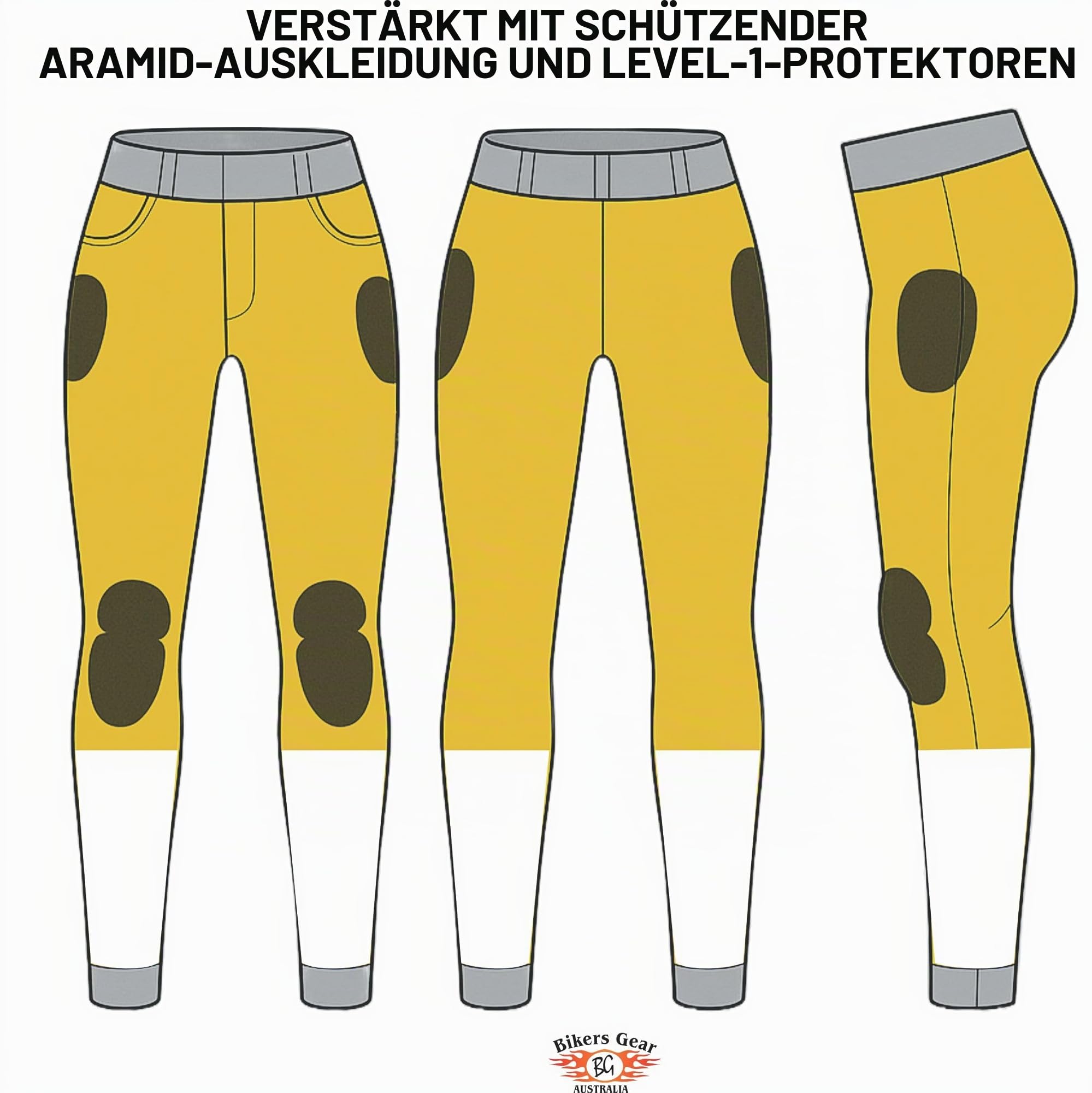 Bikers Gear Motorrad-Leggins für Damen, atmungsaktiv, elastisch, schmale Passform, Biker-Leggins für Damen, mit abnehmbarer Ce-Rüstung