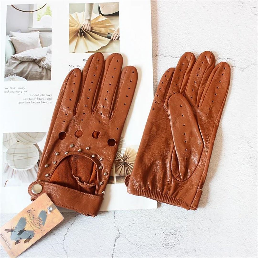 Damen Sommerhandschuhe aus Leder, ungefüttert, ausgehöhlt, Outdoor-Handschuhe
