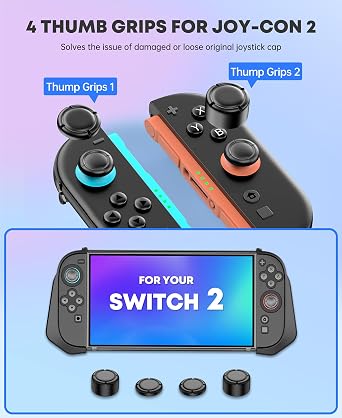 HEYLACOOLX Dockable Protective Case for Switch 2 Controller Protector Cover with 4 Thumb Grips Simulate Mouse Grip Shockproof Grip Cover