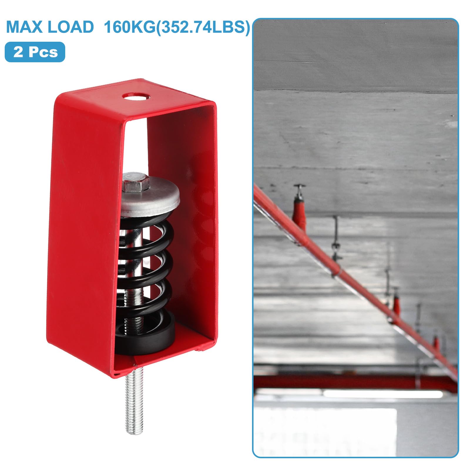 PATIKIL Isolatori Di Vibrazioni A Molla Per Soffitto, 2 Pezzi 160 Kg Supporti Antivibrazione Meccanici Per A/C Processore D'Aria Camera Da Letto Teatro Studio, (XHS) Rosso