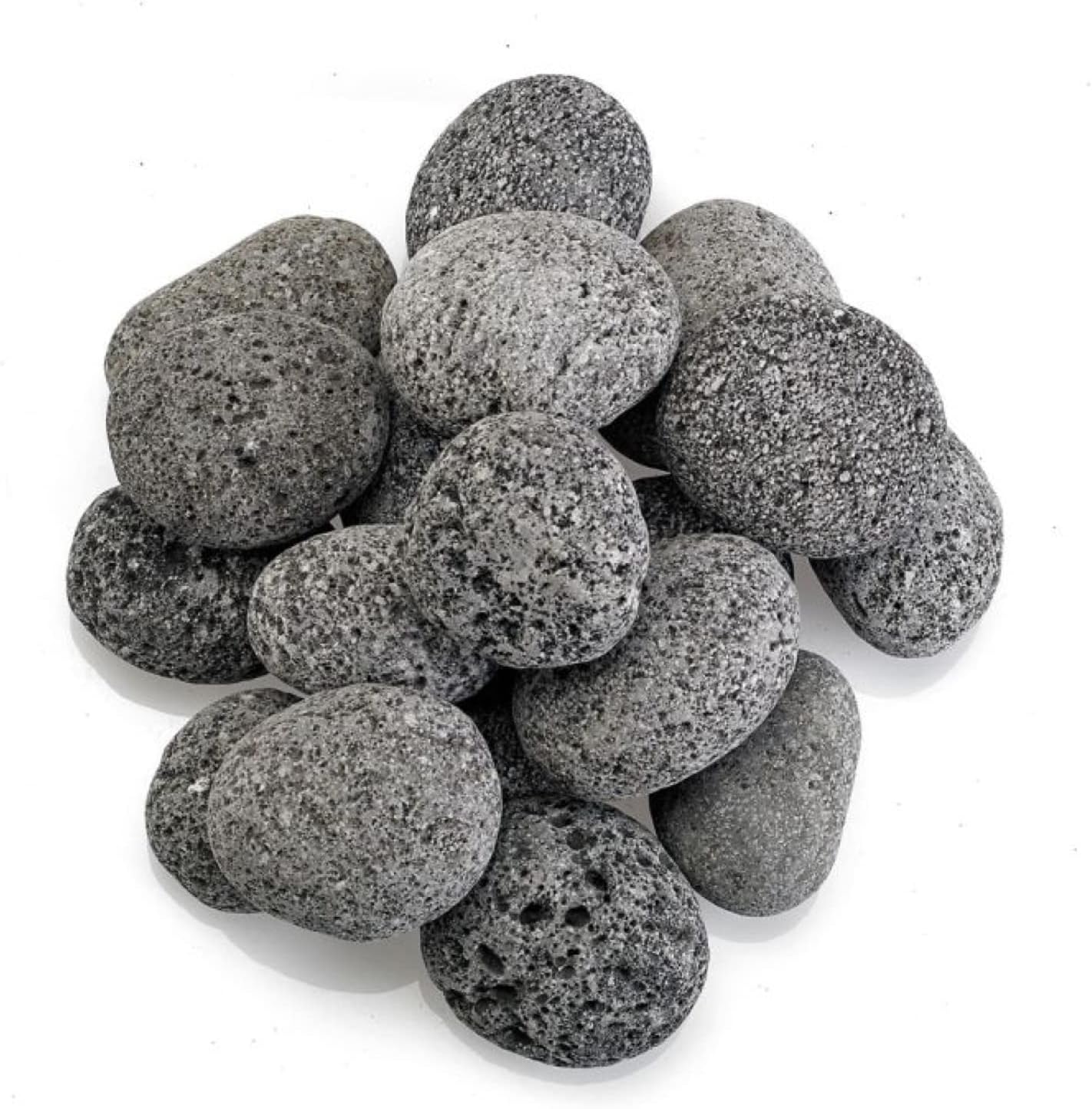 American Fireglass Medium Lava Stone, 1" - 2" | Tumbled Rock for Use in Indoor or Outdoor Fireplace, Fire Pit or Bowl | for Natural Gas or Propane Fires | Gray/Black, 20 lb Bag