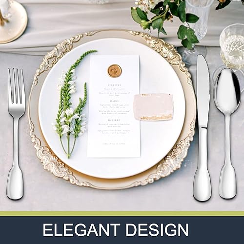 Miniatura 4 de LIANYU Superior - Juego de cubiertos de acero inoxidable 1810, 20 piezas para 4, cubiertos elegantes para cocina, restaurante, boda, pulido de