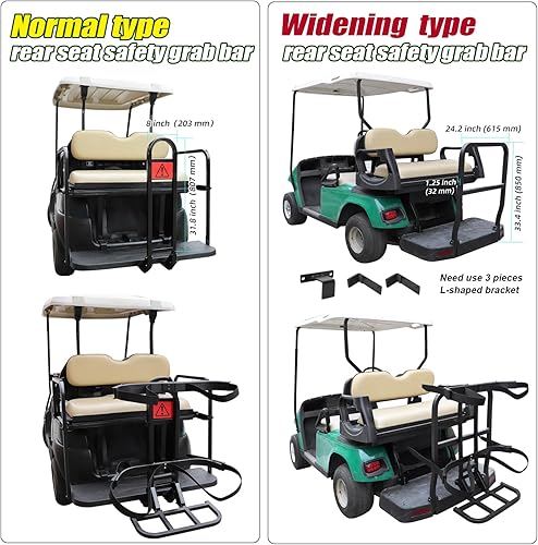 Miniatura 2 de Roykaw Soporte universal para bolsa de asiento trasero para carrito de golf compatible con EZGOClub CarYamaha con barra de agarre para asiento