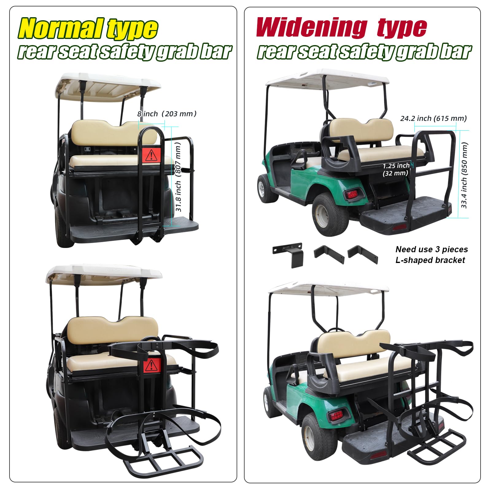 Roykaw Universal Golf Cart Rear Seat Bag Holder Compatible with EZGO/Club Car/Yamaha Golf Cart with Rear Seat Grab Bar, Upgrade 3rd Generation - Don't Occupy The Rear Seat/No Drilling Required