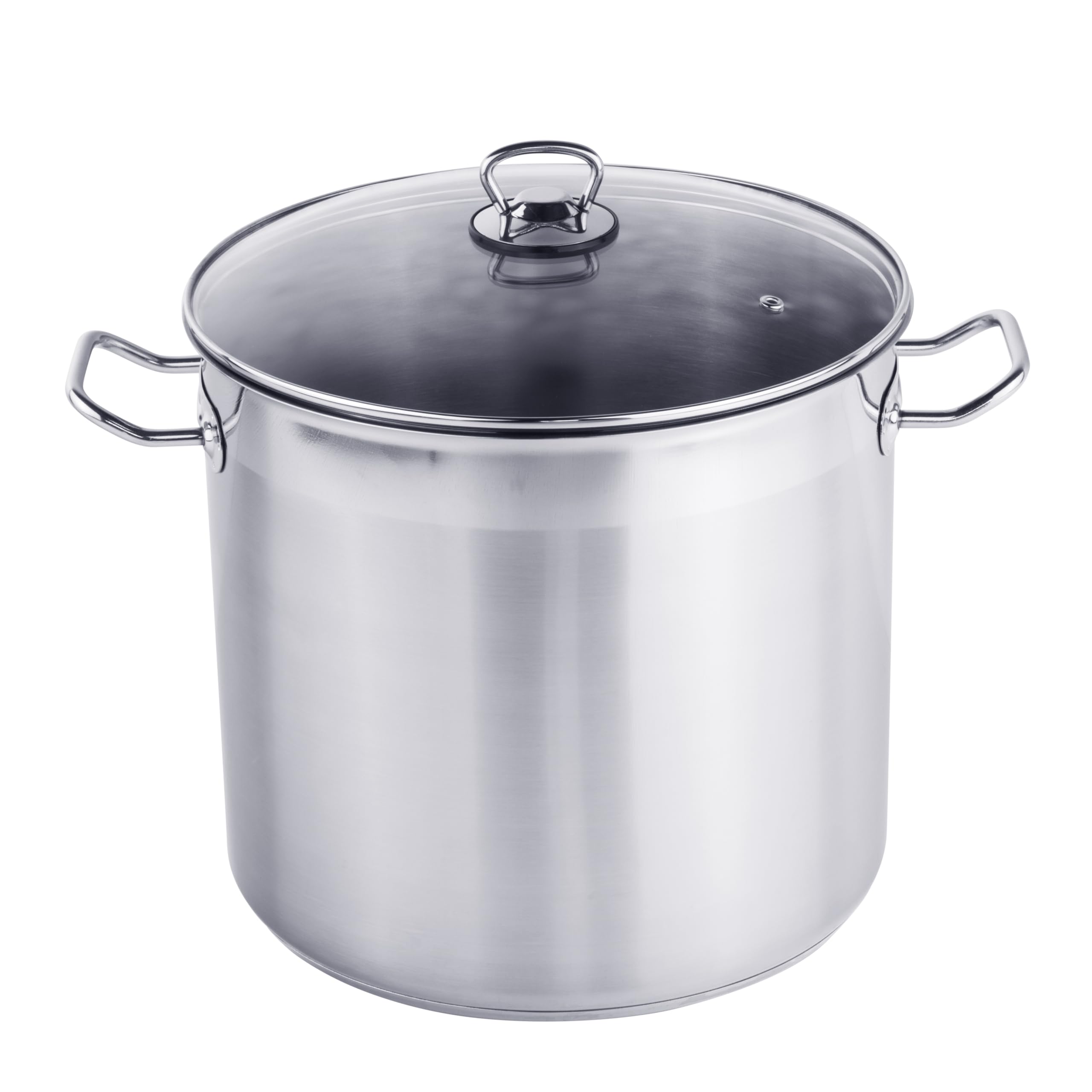 Olla universal XXL profesional, cacerola jumbo Ø 30 x 28 cm, 20 litros, aprox. 3,5 kg, plateada, para todo tipo de fuegos, incluso inducción, incluye tapa de cristal