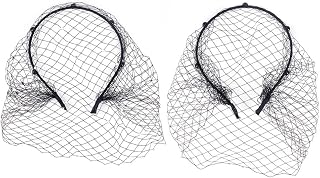 Mesh Veil Headband White Rhinestones Veil Headpiece Elegant Headband with White Veil Hair Hoop