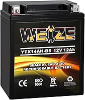 Vista 17 de Weize YTX12-BS - Batería de motocicleta de alto rendimiento, sin mantenimiento, sellada YTX12 BS AGM, baterías recargables ATV compatibles con Honda