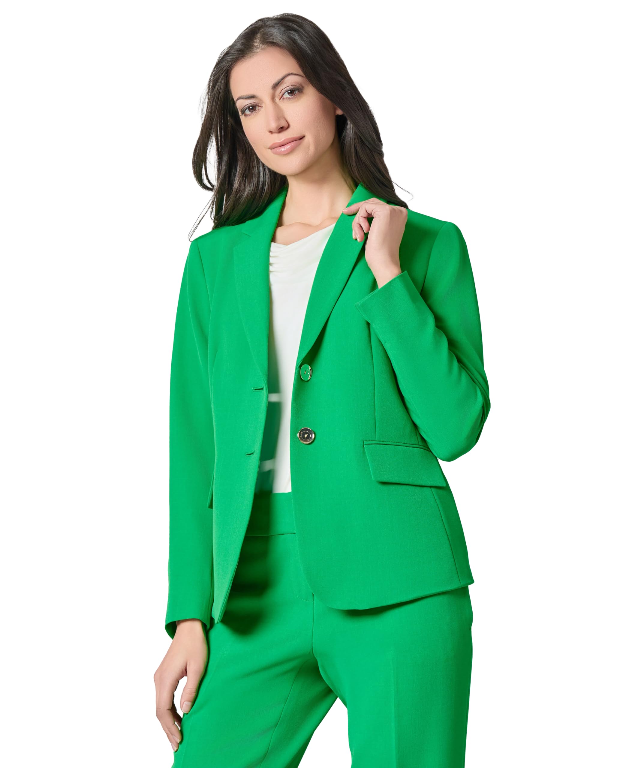 Kasper Womens Womens Crepe Two Button Notch Collar Blazer