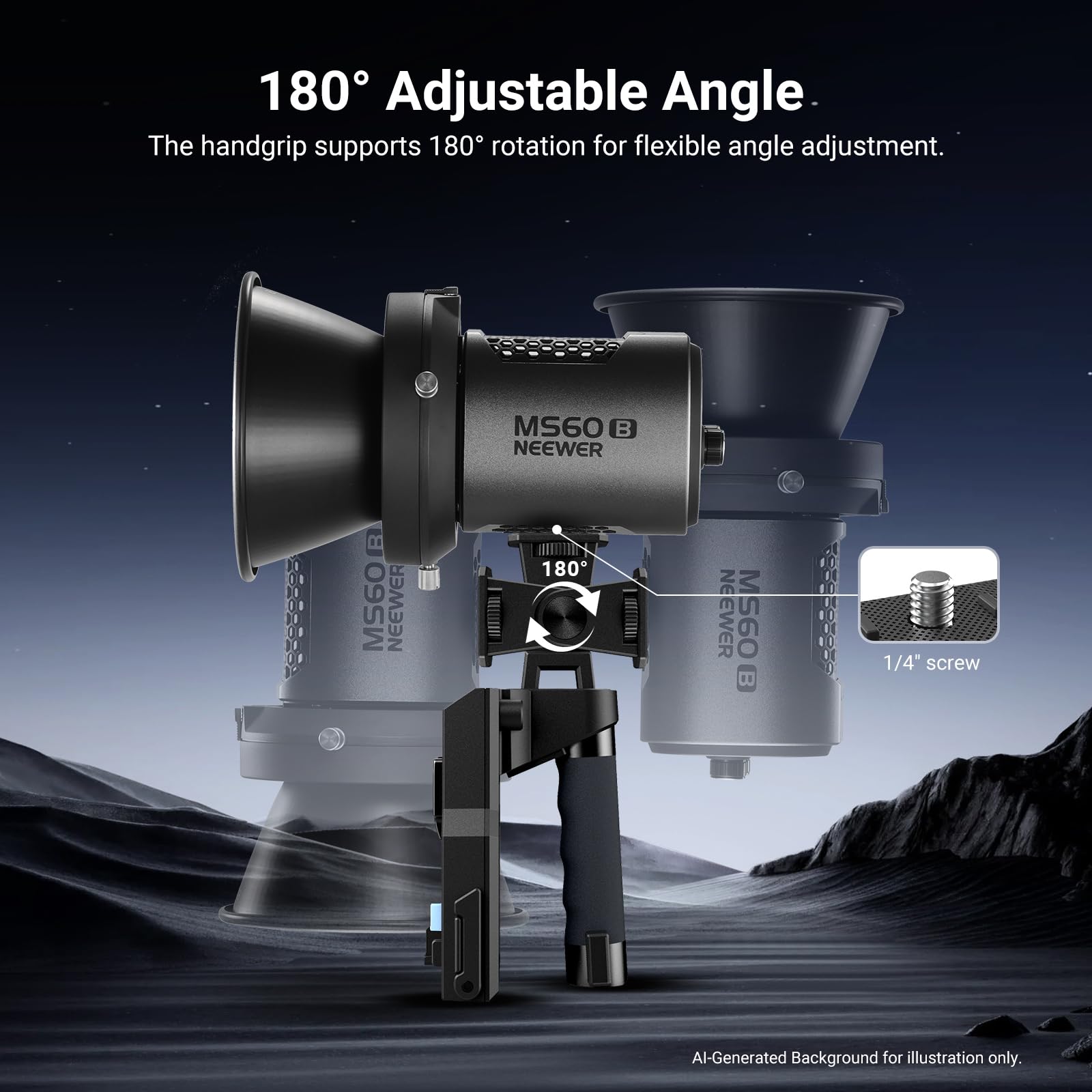 NEEWER Impugnatura Batteria V Mount e NP-F 2in1 per Luce Video LED Portatile Serie MS HS, Maniglia a Due Canale con Piastra per Batteria NP-F970 750 PS099E VB99 e Cavo DC a DC da 5,5x2,5mm, PS011E