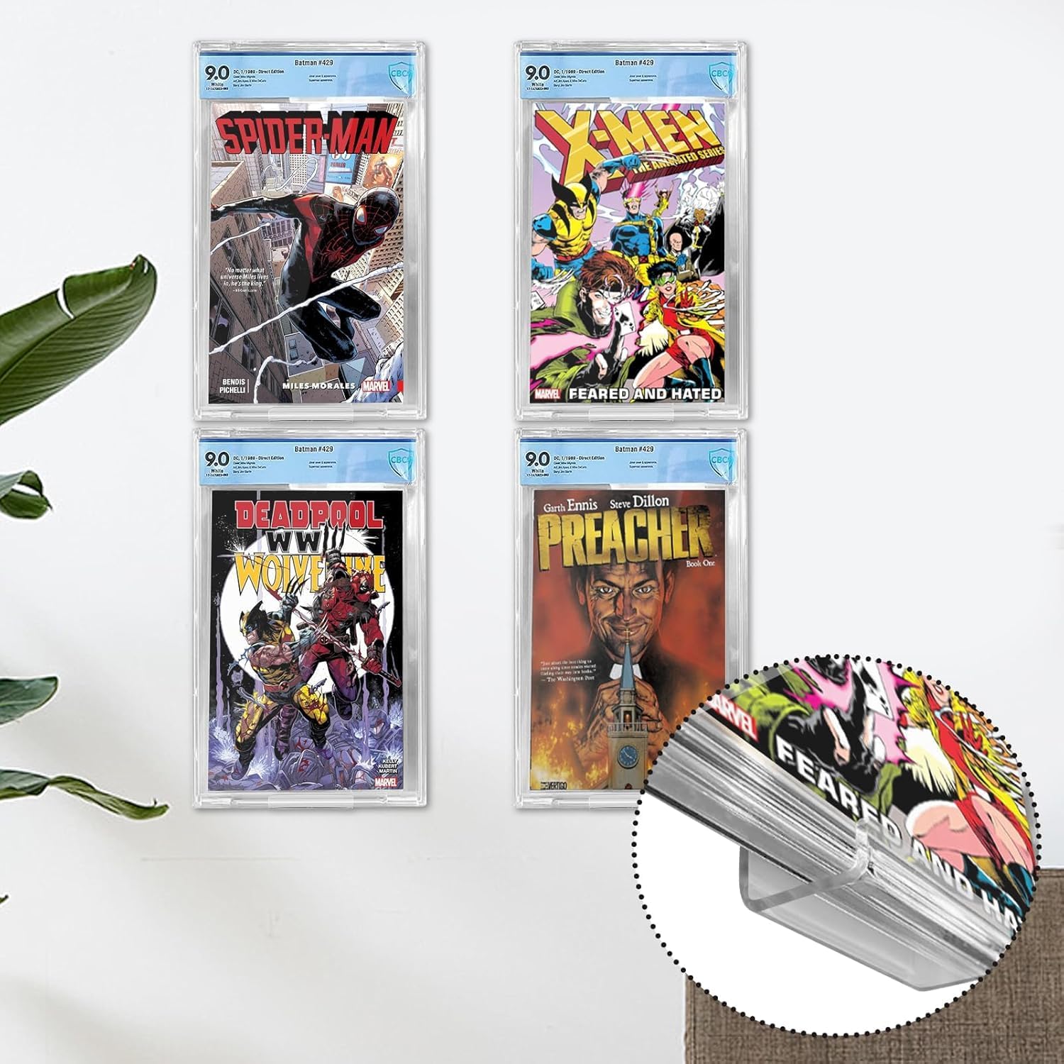 24Pcs Clear Floating Comic Book Display Shelves,Clear Floating Shelves for Displaying Comic Books with Expansion Screws,Comic Book Shelf Stand Wall Mount Display,