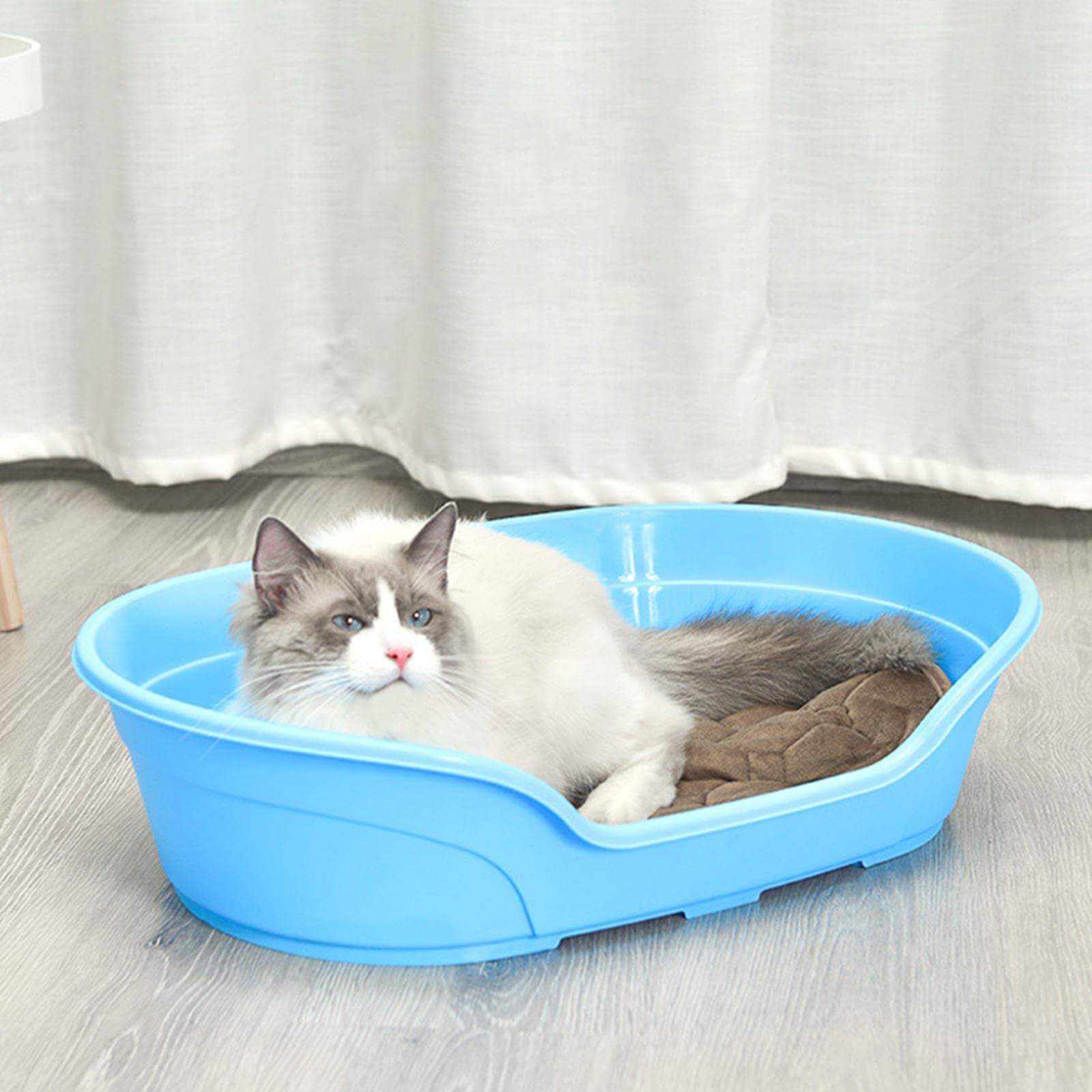 Cama para Gatos, Manta de Baño, Cojín Antideslizante, Nido, Alfombrillas Acogedoras, Caseta para Perros, Baño para Gatitos, Azul, 57cmx37.6cmx14cm