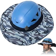 Aolamegs Climbing Helmet Sunshade Hat Camo, Cotton Wide Brim Hard Hat Sun Shade with Elastic Band for Most of Climbing Rescue Helmet,Hard Hat Accessories Helmet not Included