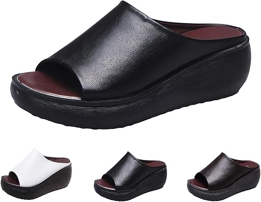 Orthopedic Sandals 2024 New Womens Slip-On Platform Wedge High Heel Sandals,Comfortable and Soft Fashion Open Toe Slippers, Casual Outdoor Shoes