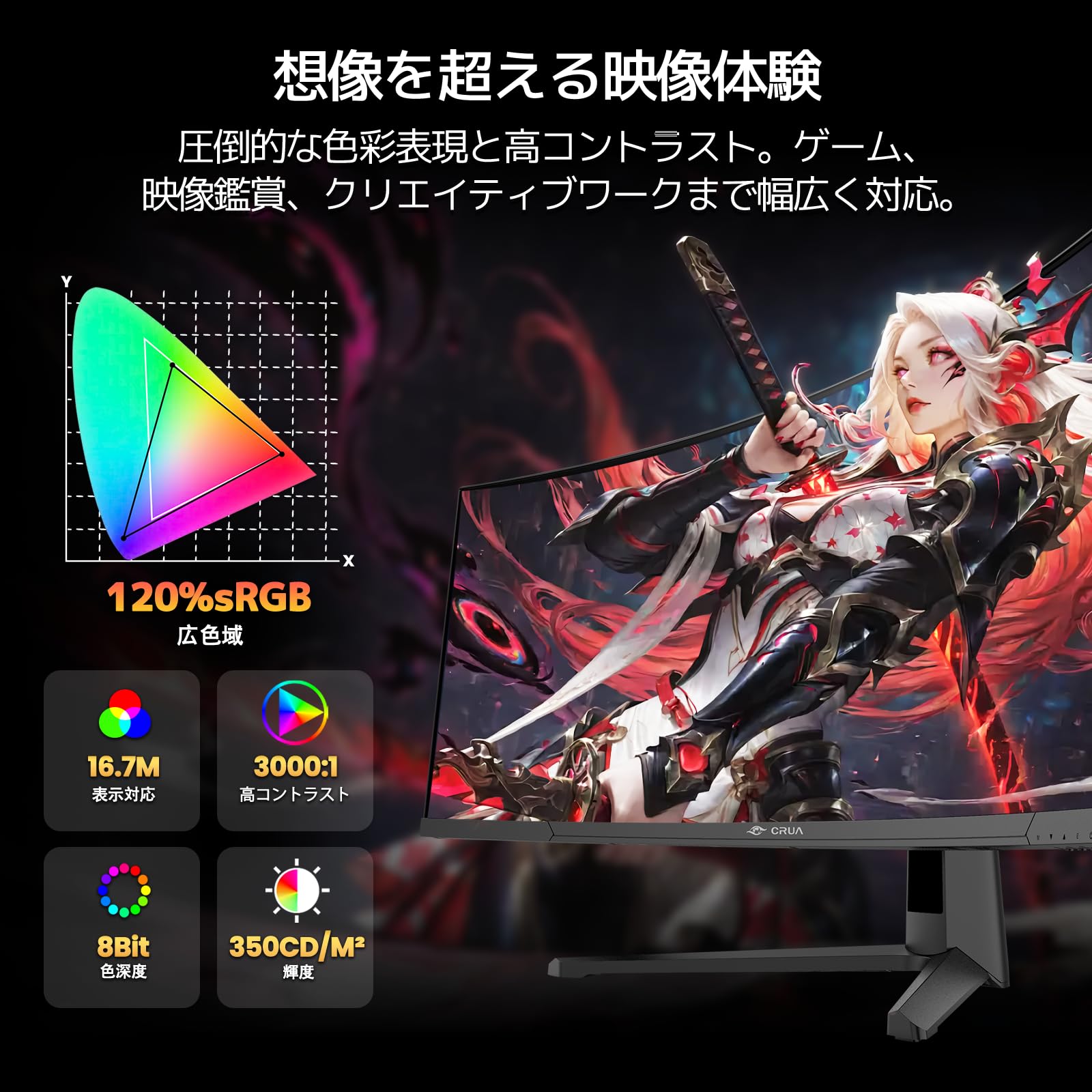 Amazon.co.jp: CRUA ゲーミングモニター 44.5インチ 32:9 ウルトラ