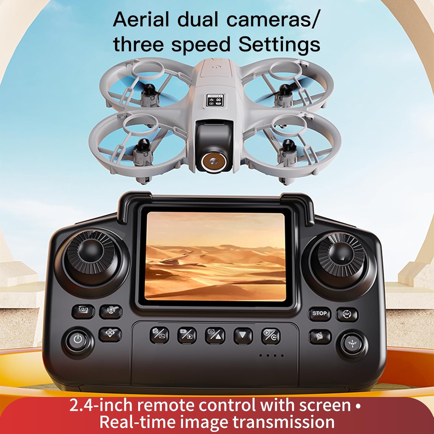 Mini Drone With HD Dual Cameras Propeller Safety Protection, 3 Speed Adjustable RC Drones, Headless Mode, One-Key Takeoff/Landing 360° Rolling YL3 Quadcopter with 2 Batteries for Adult and Beginners (Grey)