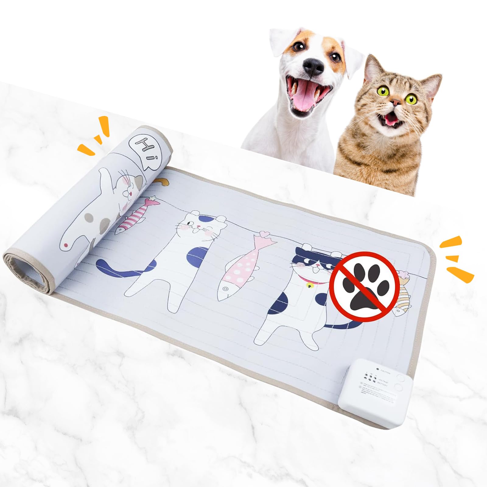 DOGNESS Électronique Tapis Anti Chat, 150cm*38cm Tapis Répulsif pour Chats, Tapis d'entraînement Électronique pour Empêcher