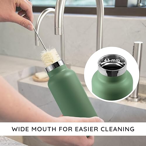 Miniatura 4 de Bambaw Botella de agua aislada de 32 onzas, botella de agua de acero inoxidable verde, botella de agua grande de acero inoxidable, botella de agua