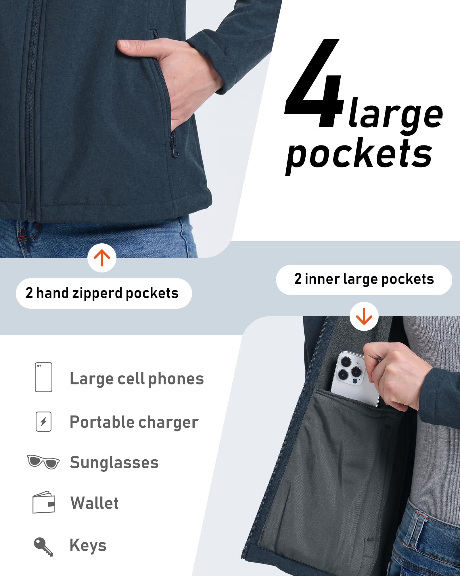 33,000ft Damen Softshelljacke Wasserdichte Winddichte Funktionsjacke Atmungsaktive Übergangsjacke Leichte Fahhradjacke zum Golf, Laufen, Wandern
