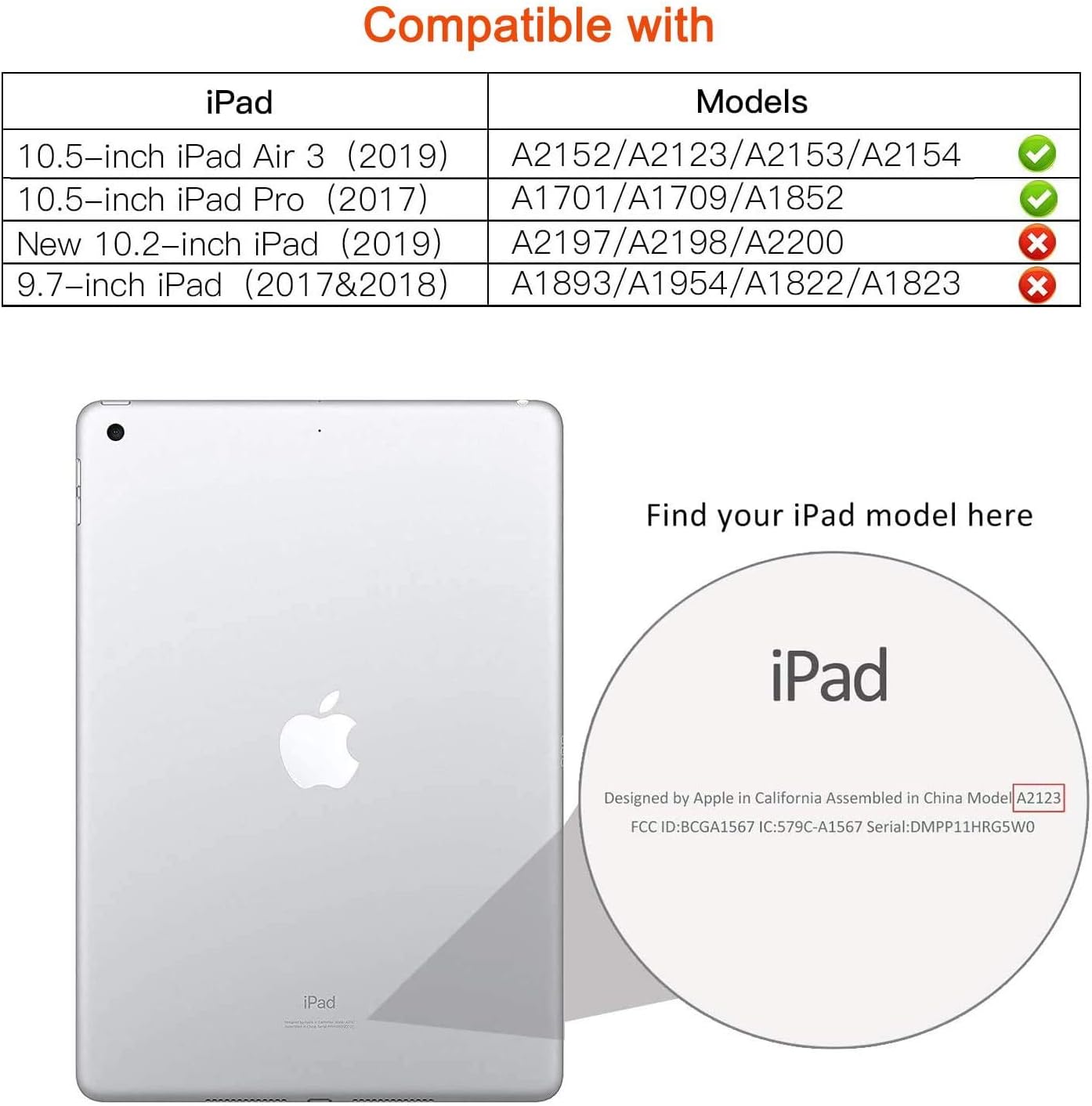New iPad Air 3 Case 2019(3rd Gen)/iPad Pro 10.5 2017 Case,360 Degree Rotating Stand Smart Cover with Auto Wake Up/Sleep Feature for Apple iPad 10.5" Case (Orange)