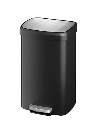 Garvee 13 gal / 50 L Plastic Trash Can with Lid, Large Garbage Can for Kitchen, Rustproof Step-on Kitchen Trash Bin with Liner Rim, Rear Handle, Soft Close Lid, Black