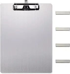 Stainless Steel Magnetic Clipboards,Metal Clipboard with 304 Low Profile Clip,Black Board for Fridge,Cooking Recipe Splints,Message Board (9.2"x12.5" Letter)
