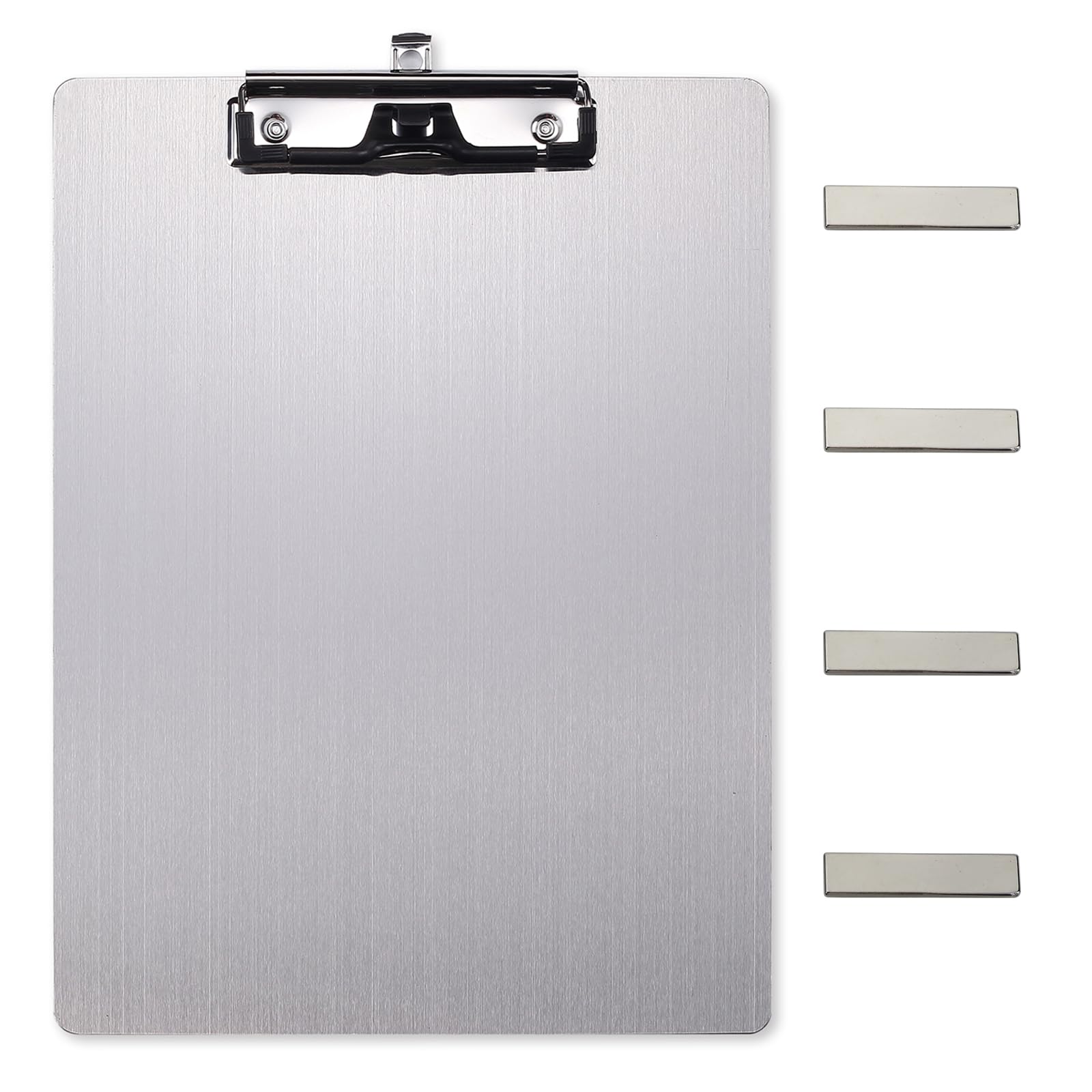 Magnetic Clipboards Stainless Steel Metal Clipboards with Flat 304 Clip Black Boards for Refrigerator Cooking Recipe Rails Message Boards (A4)