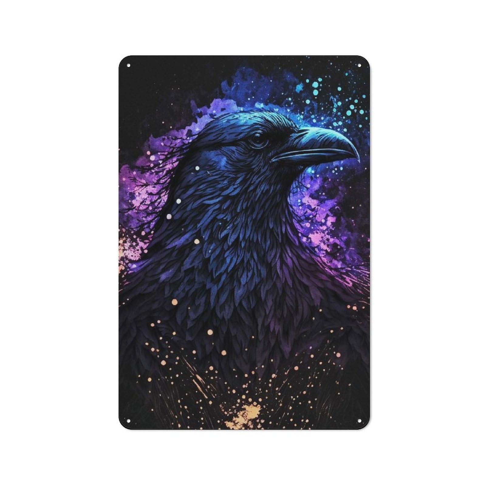 Decorative Metal Plaque with Crow Art Design 30x20cm, Vintage Porch Wall Decor for Shed, Garden Room, Porch Or Garage