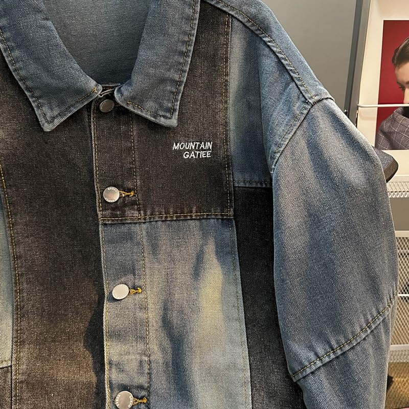 Casual Loose Denim Jacket, Youth Long Sleeve Open Front Coat 5