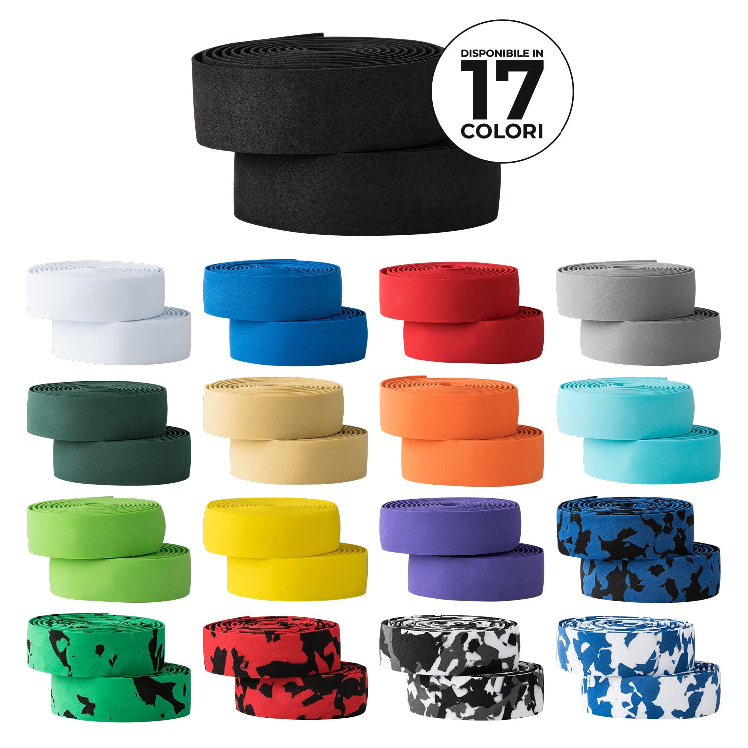 URBAN ZWEIRAD Resistente Nastro per Il Manubrio della Bici - Verde - Inclusi Tappi di Chiusura e Strisce adesive - Super Antiscivolo e Facile da Applicare - 200cm x 3cm (Verde)