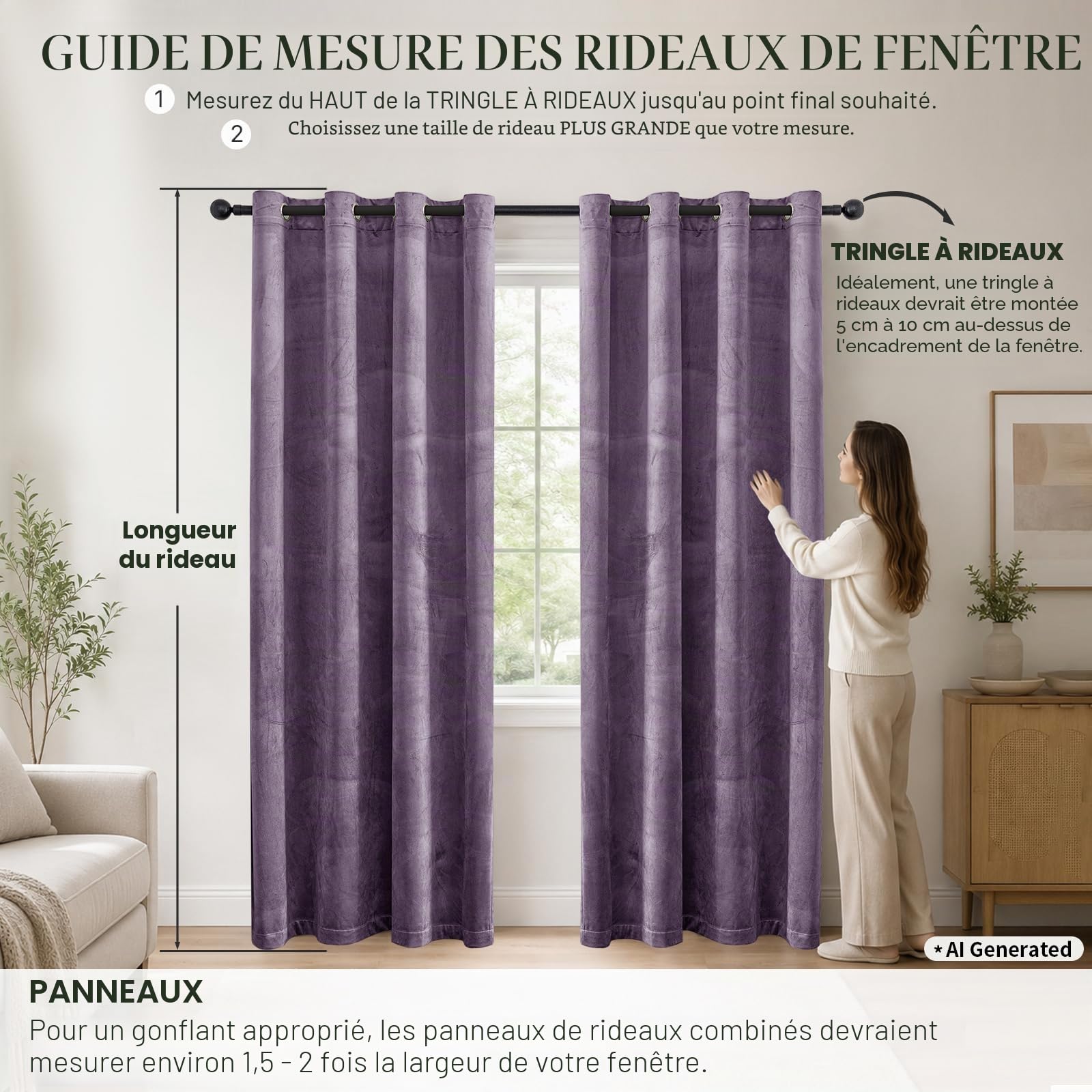 Ystyle Rideau Occultant Velours Lot De 2, 140x145cm, Violet Clair | Rideaux Salon Rideau Thermique Isolant Anti Chaud Intérieurs, Rideau Phonique Anti Bruit, Moderne Chambre Maison Dressing