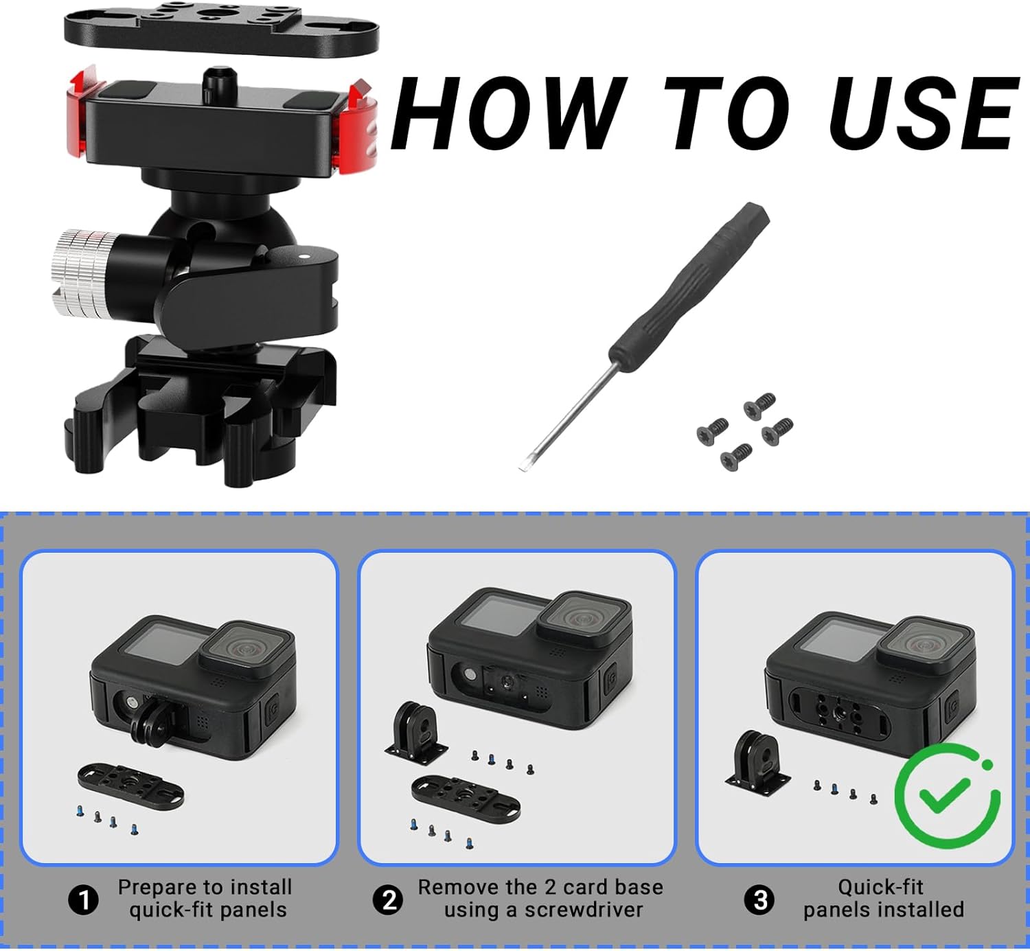 Basic Base Mount for Gopro with Magnetic Latch Ball Joint Mount Compatible with Gopro Hero 13 12 11 10 9 8 MAX2 Action Camera