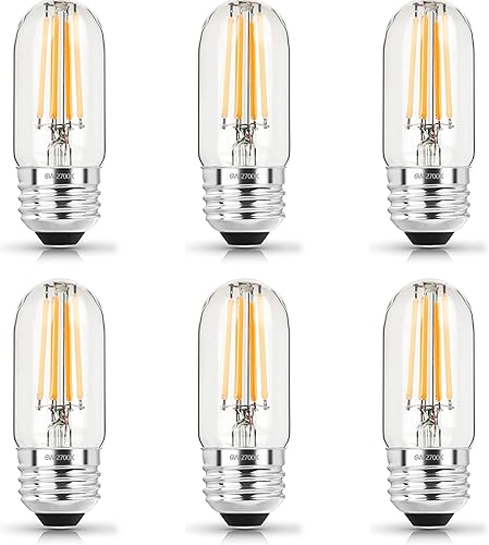 Miniatura 9 de Bombilla LED T10 de 2700 K de 3.2 pulgadas, bombilla LED E26 equivalente a 60 vatios regulable, bombilla tubular T25, bombillas Edison de 6 W e26 de