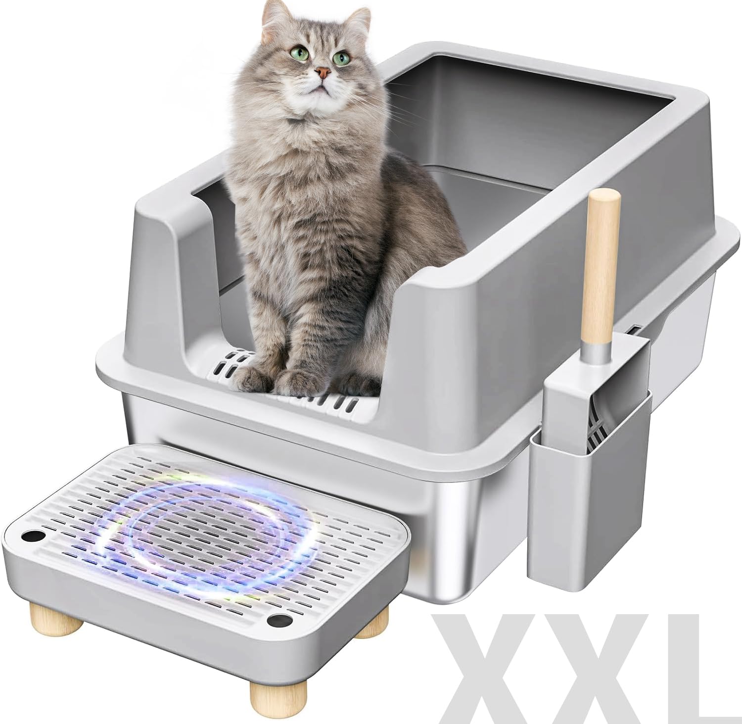 XXL Edelstahl-Katzenklo 71x51x30 Cm - Extra Groß, Geruchsneutral & Leicht Zu Reinigen