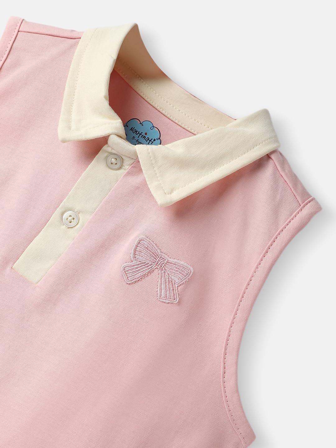 nauti nati Girls Sleeveless Polo T-Shirt | Age 2-10 Years Pink - Image 4 thumbnail
