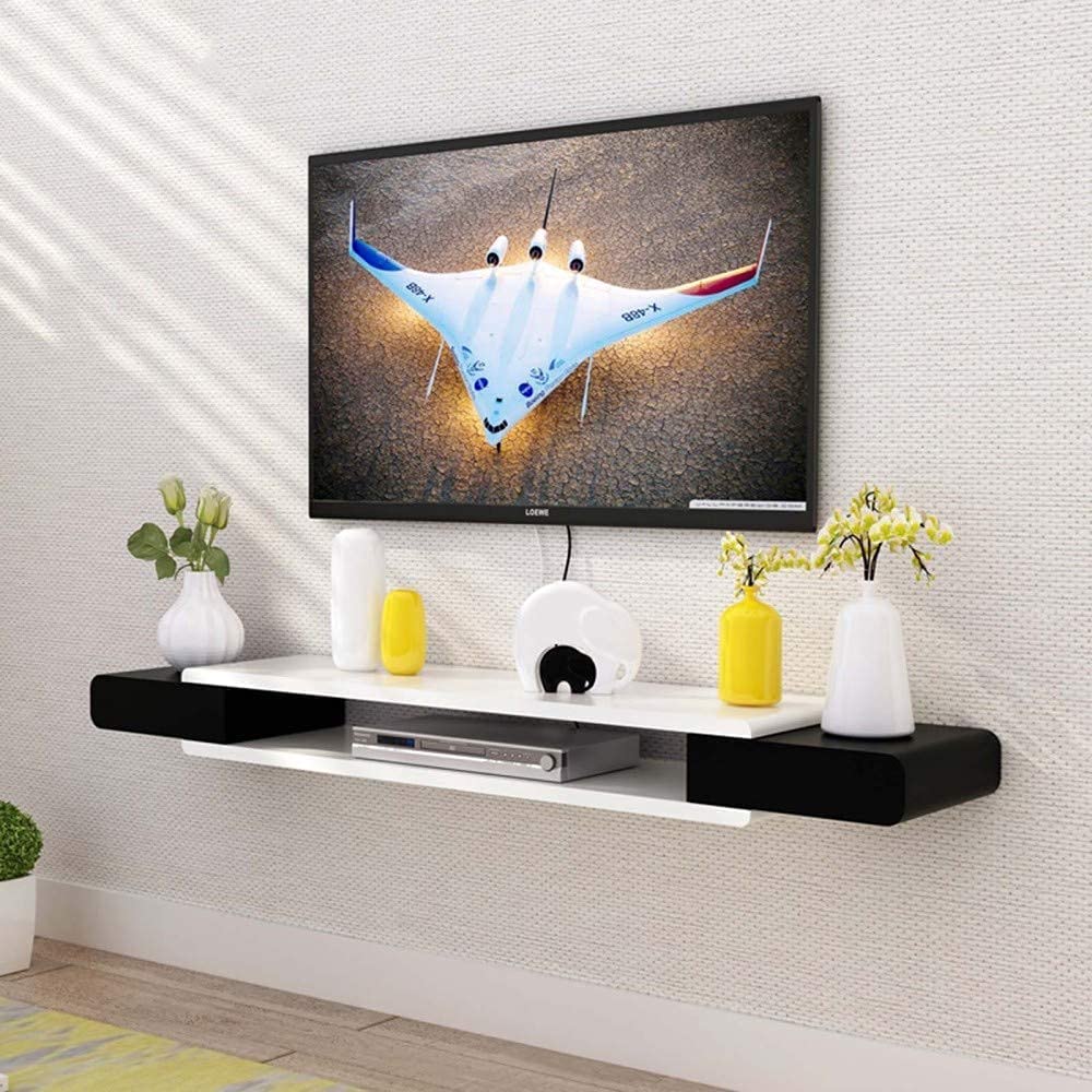 Mobile da parete per TV con mensola sospesa per soggiorno, salvaspazio, mobile da parete per TV, elegante supporto per lettore DVD/Blu Ray, 90 cm