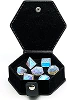 Vista 7 de UDIXI Juego de dados de vidrio prisma, 7 dados de vidrio arcoíris esmerilado para juegos de mesa RPG (prisma arenado)